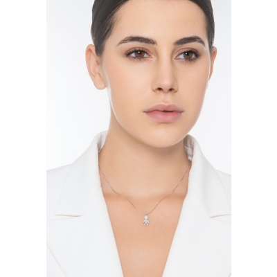 Collana in oro bianco 750 con ciondolo bimbo piccolo in diamanti