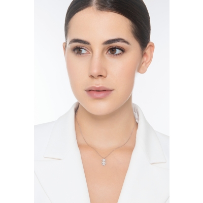 Collana in oro bianco 18k con ciondolo bambina piccola