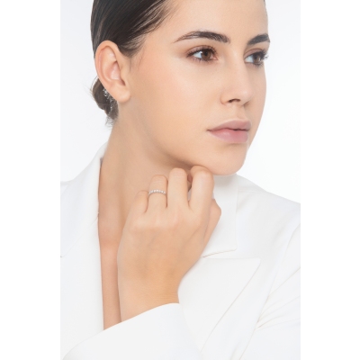 7 diamonds half eternity ring in white gold 18k