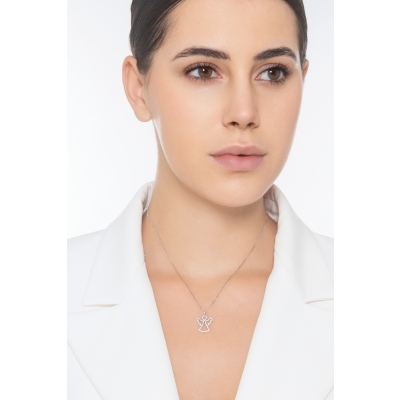 Collana con angelo custode in oro Bianco e diamanti