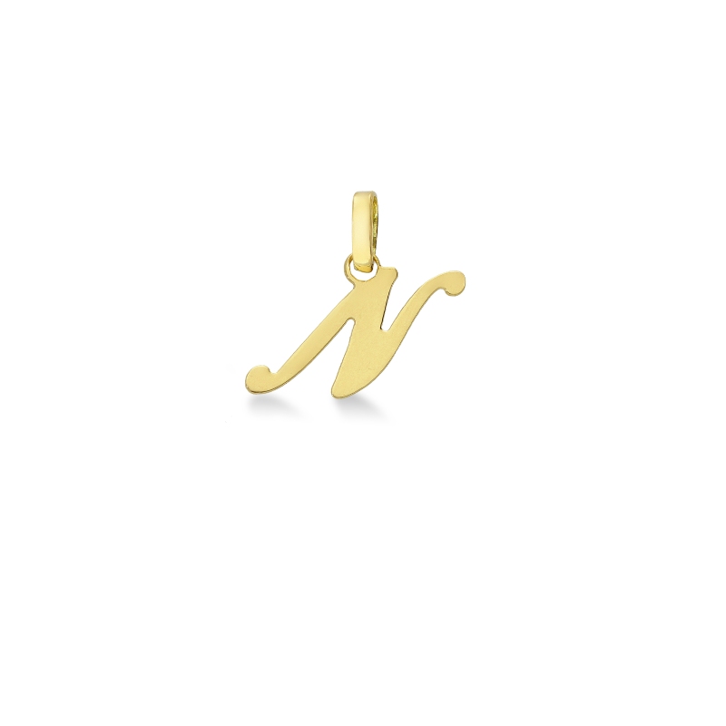 Pendant with initial letter N in italic in 18k yellow gold