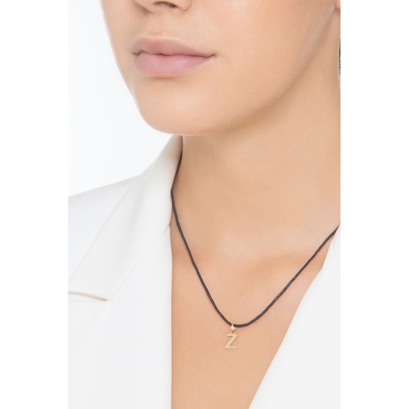 Ciondolo con lettera iniziale Z stampatello in oro giallo 18k