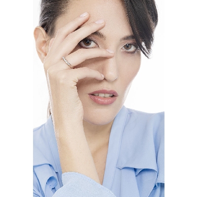 Anello Veretta a 7 pietre in Oro bianco 18k con Diamanti ct. 0,25