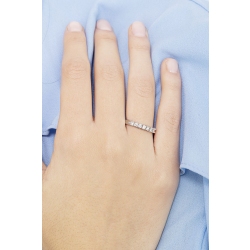 Anello Veretta a 7 pietre in Oro bianco 18k con Diamanti ct. 0,25 2