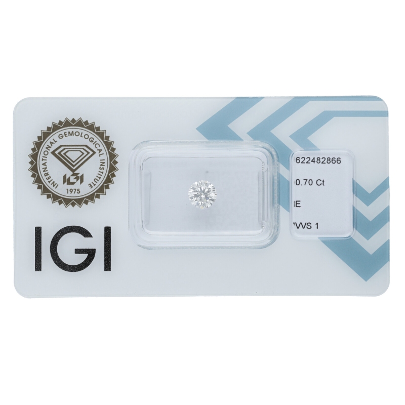 Diamante Certificato IGI   CT 0,70   E  VVS 1