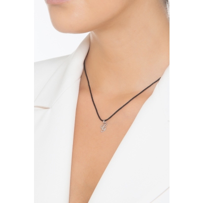 Ciondolo con lettera G in corsivo in oro bianco 18k