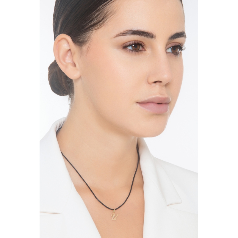 Ciondolo con lettera iniziale U corsivo in oro giallo 18k