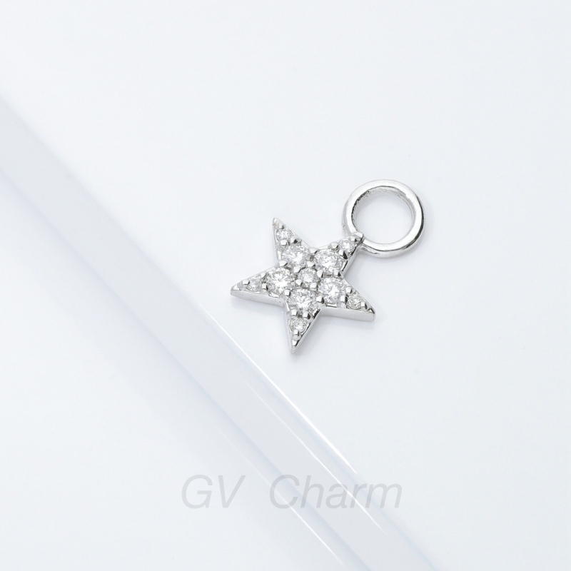 Charm stella in oro bianco 750 con diamanti