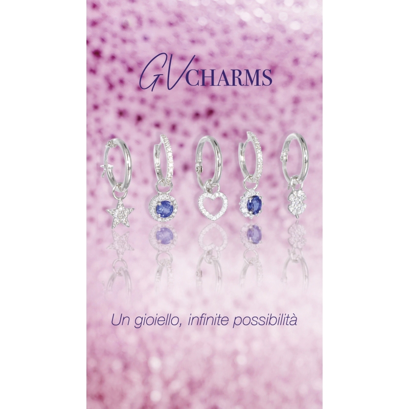 Mono orecchino ovale in oro bianco 18k con diamanti