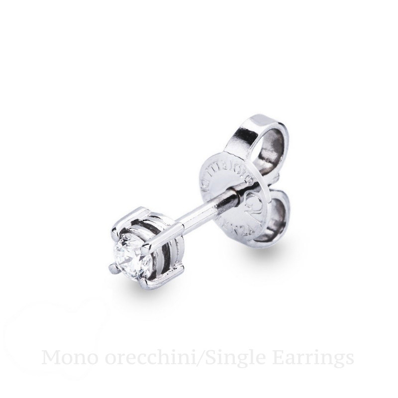 Mono orecchino a 4 griffe in oro Bianco 18k con diamante