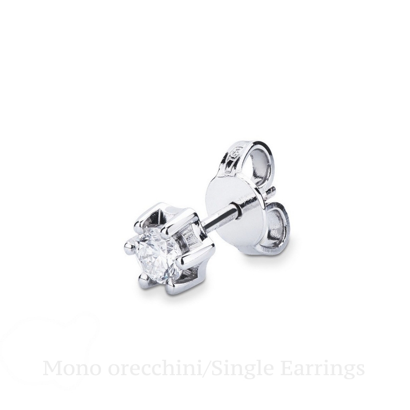 Mono orecchino in oro Bianco 18k a castone griffe con diamante