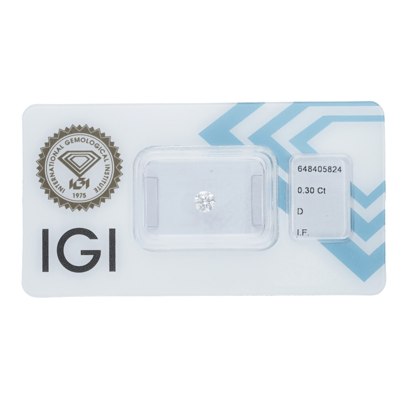 Diamante Certificato IGI   CT 0,30   D   I.F.