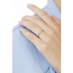 Anello Veretta a 9 pietre in Oro bianco 18k con Diamanti ct. 0,25 2