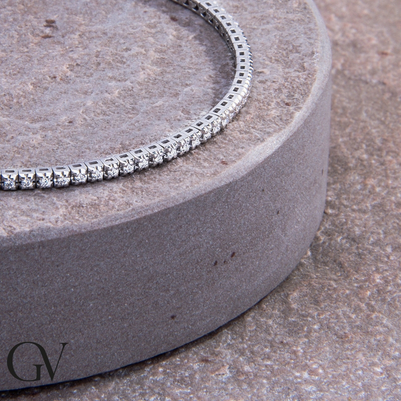 Bracciale Tennis in oro Bianco 750 con diamanti