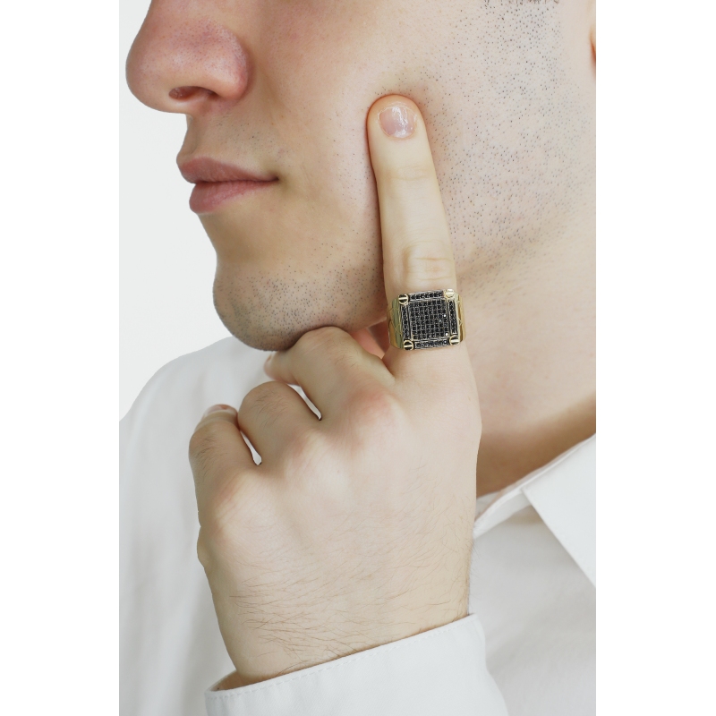 OG ANELLO CON ZIRC NERI MIS.