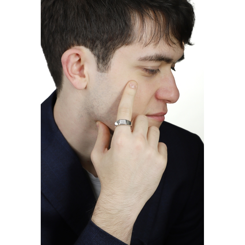 Anello pavè diamanti oro bianco 18k 