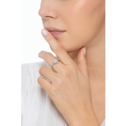 Anello contorno fiore in oro bianco 750 con diamanti 2