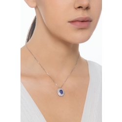 18k white gold necklace with central tanzanite and diamonds 2