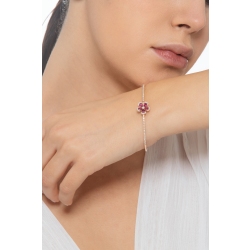 Bracciale fiore rigido in oro rosa 18k con rubini e diamanti 2