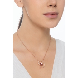 Collana fiore in oro rosa 750 in rubini e diamanti 2