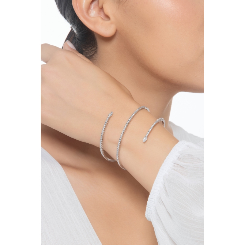 Bracciale semirigido in oro bianco 750 e diamanti