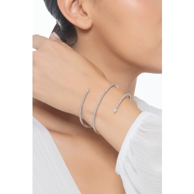 Bracciale semirigido in oro bianco 750 e diamanti