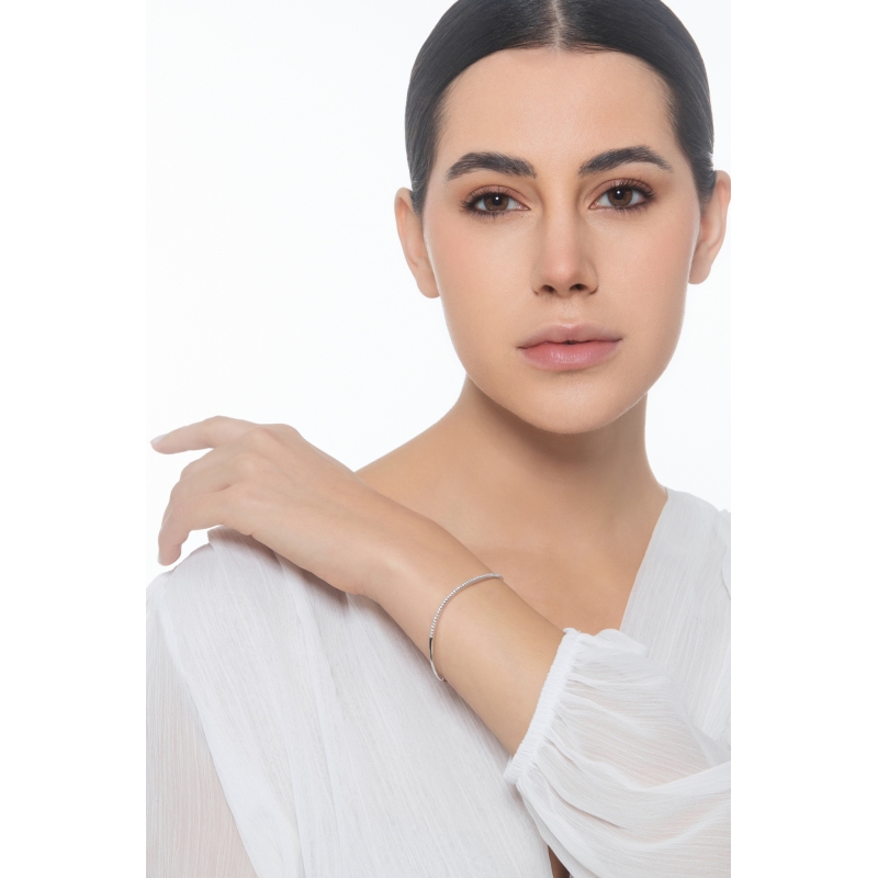 Bracciale semirigido ondulato con diamanti in oro bianco 750