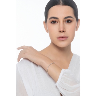 Bracciale semirigido ondulato con diamanti in oro bianco 750