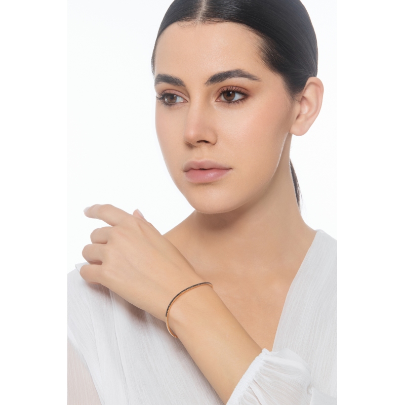 Bracciale in oro rosa 750 con diamanti neri