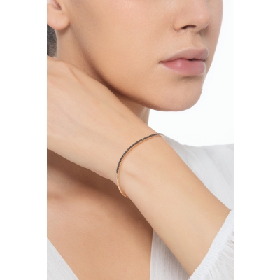 Bracciale in oro rosa 750 con diamanti neri