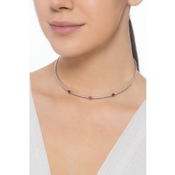 Choker in oro bianco 18k con rubini e diamanti 2