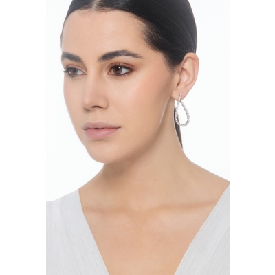 Orecchini donna a goccia in oro bianco 18k con diamanti