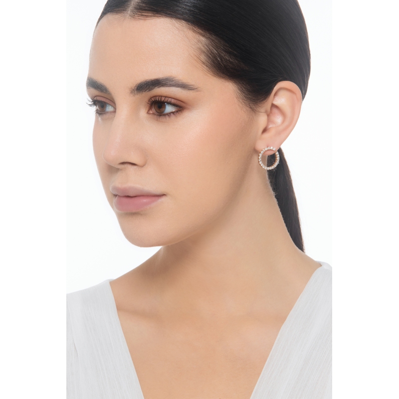 Orecchini a semicerchio in oro rosa 750 con diamanti