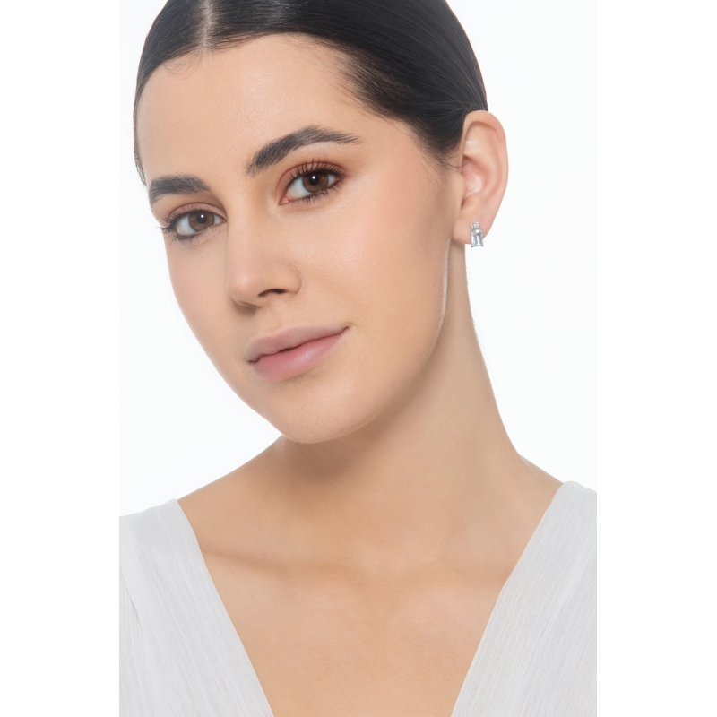 Orecchini in oro bianco 750 con acquamarina e diamanti