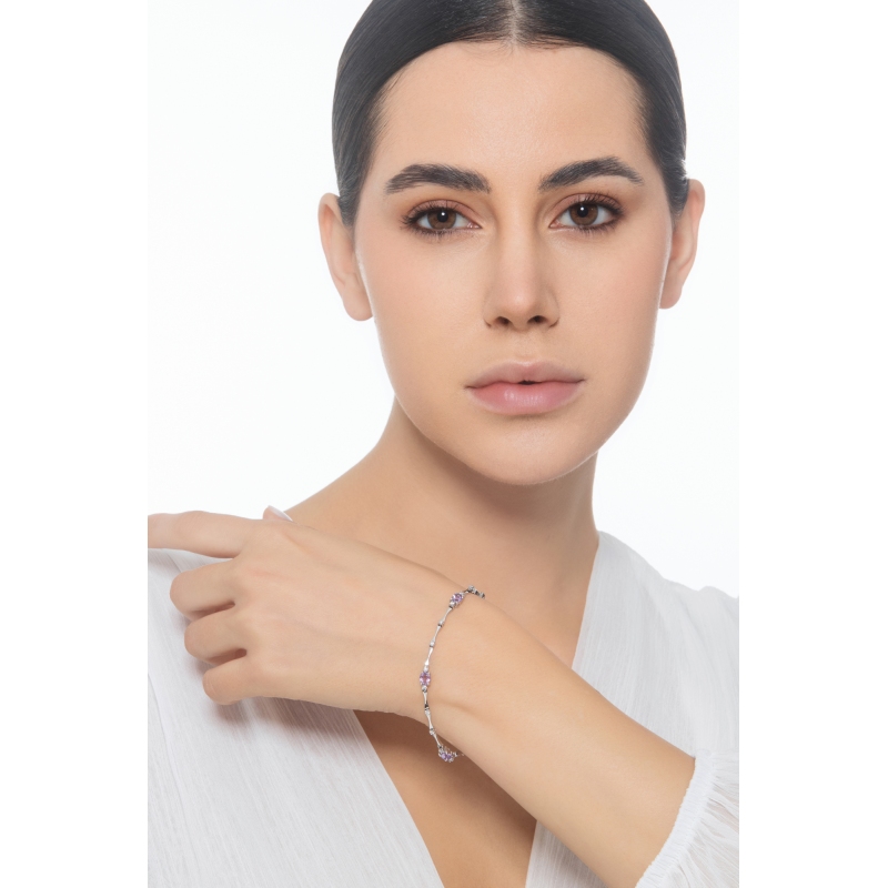 Bracciale in oro bianco 18k con ametiste e diamanti