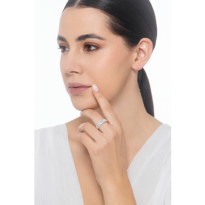 Anello eternity in oro bianco 18k con due file in diamanti