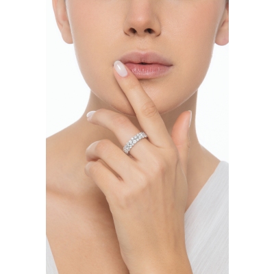 Anello eternity in oro bianco 18k con due file in diamanti