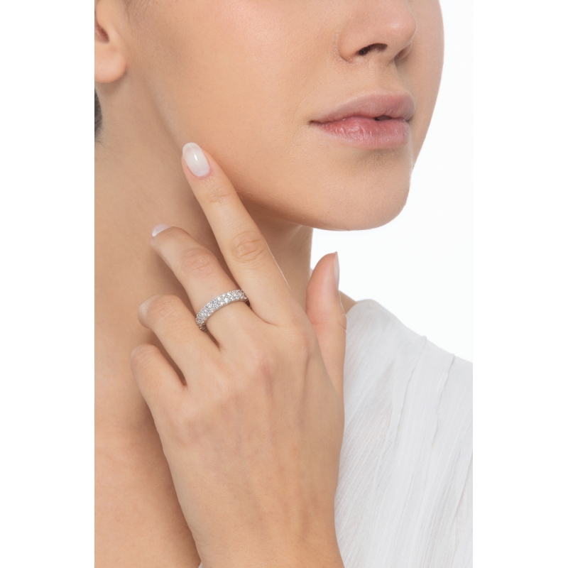 Anello eternity in oro bianco 750 con due file in diamanti