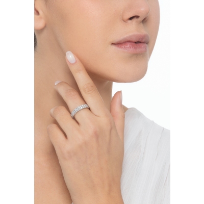 Anello eternity in oro bianco 750 con due file in diamanti