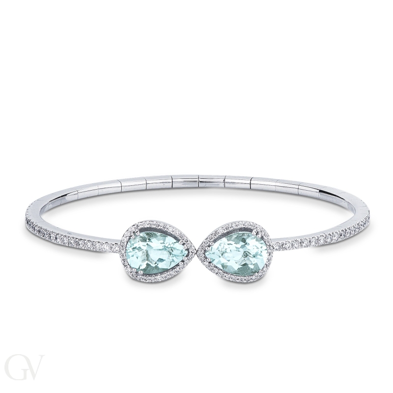 Bracelet in white gold with aquamarines and diamonds