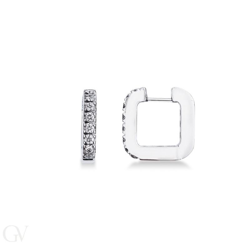 Square Diamond Earrings 750 White Gold