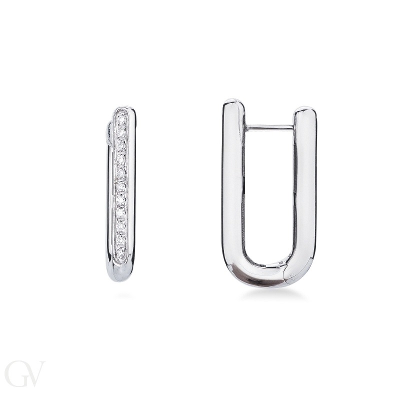 Oval Hoop Diamond Earrings 750 White Gold