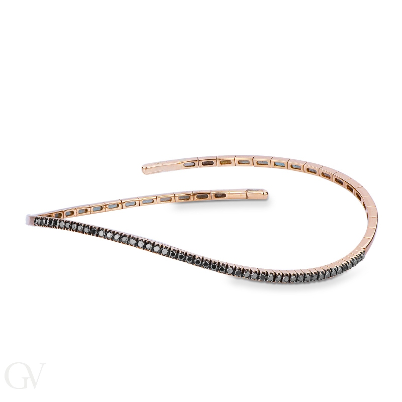 Bracciale in oro rosa 750 con diamanti neri