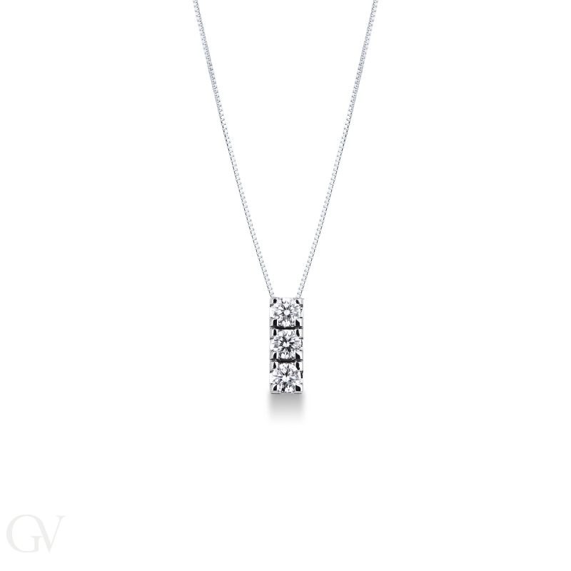 18k white gold necklace with diamond trilogy pendant