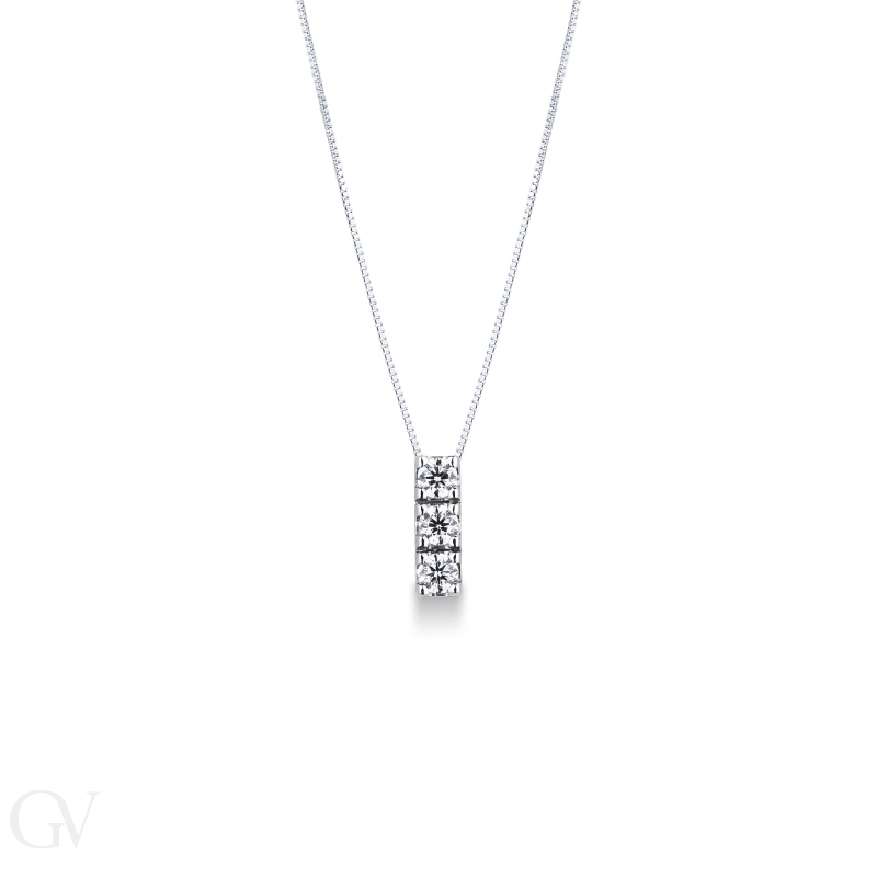 18k white gold necklace with diamond trilogy pendant