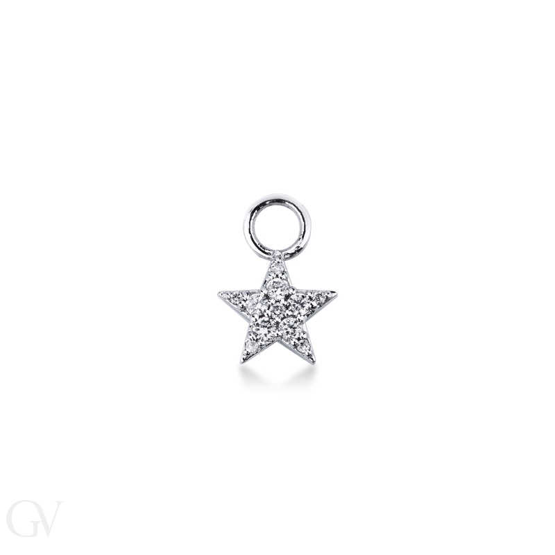 Charm stella in oro bianco 750 con diamanti