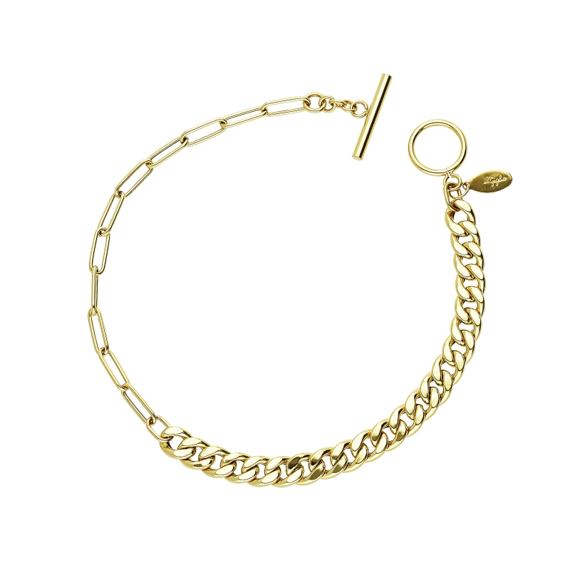 Bracciale groumette e graffetta in oro giallo 18k