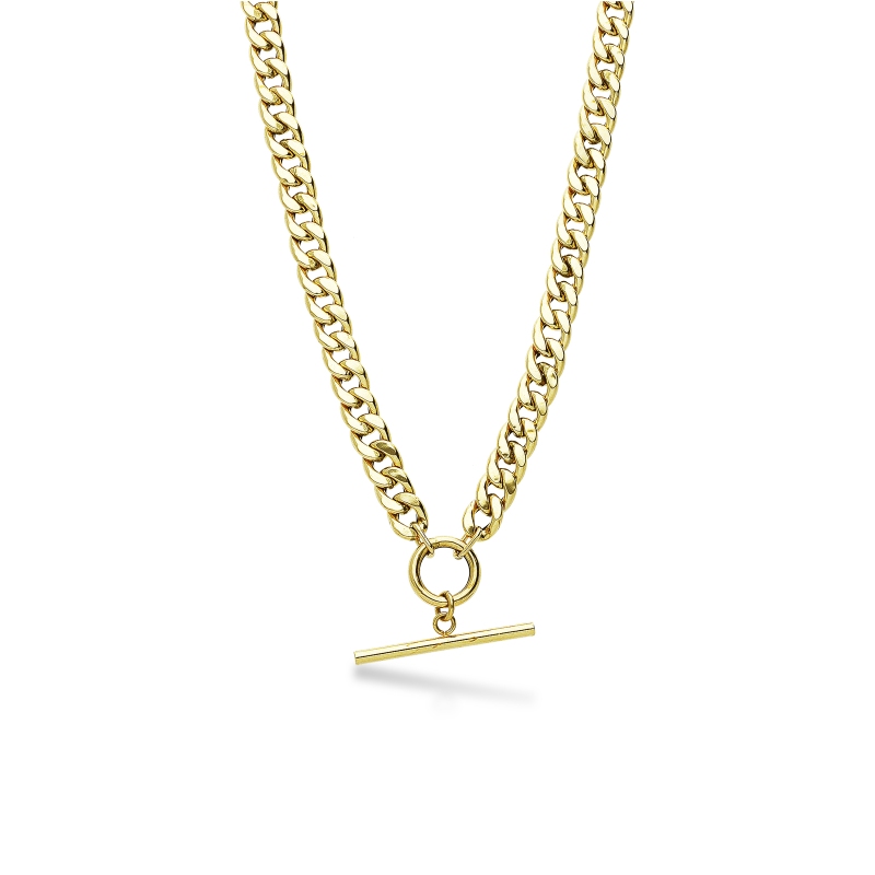 Collana groumette con barretta pendente in oro giallo 18k