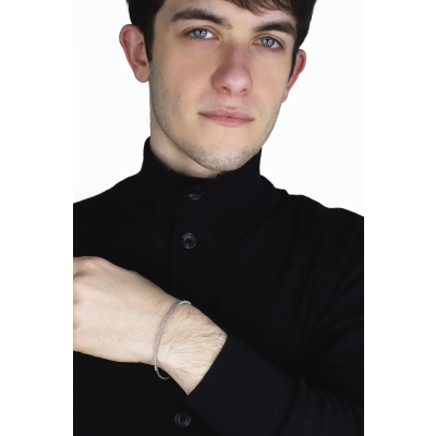 Bracciale rigido tennis uomo con diamanti in oro bianco 18k