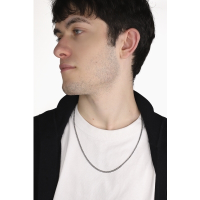 Flat cuban chain in 18k white gold